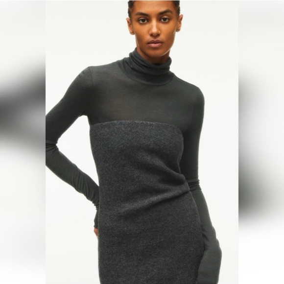 🩶 ZARA GREY WOOL STRAPLESS FITTED RUCHED MIDI DRESS! - Picture 9 of 16